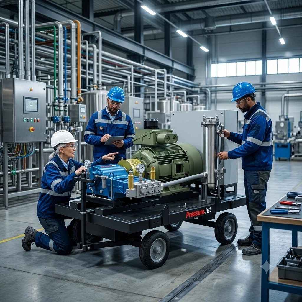 PressureJet Pump Testing and Quality Control High pressure plunger pump testing on computerized test bench