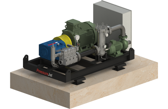 Metal Powder Water Atomization Pump | EMA Series Skid Mounted Custom System | PressureJet