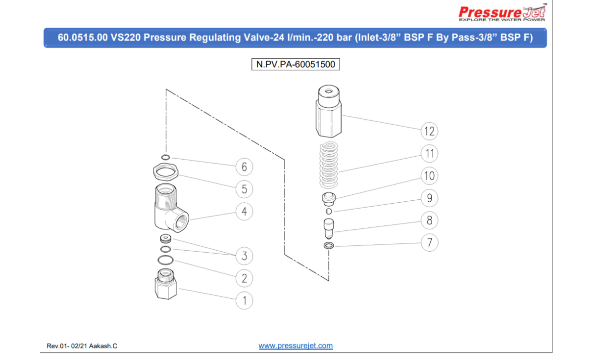 VS 220 - PRV Exploded View | PressureJet