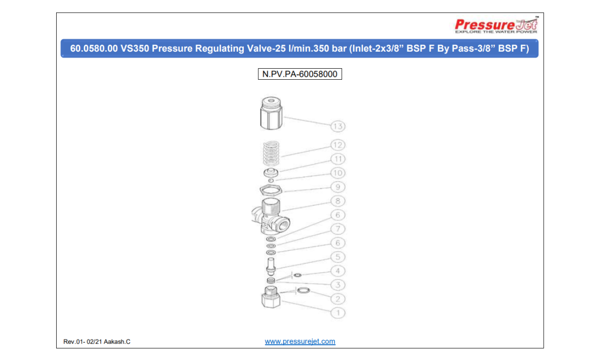 VS - 350 PRV Exploded View | PressureJet